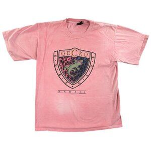 Vintage Gecko Hawaii Surf Club Shirt Men XL Pink Graphic Tee 80s Made in USA Y2K